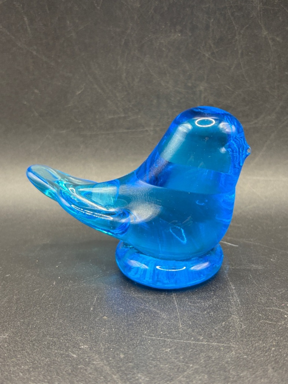 1995 Leo Ward Signed Bluebird of Happiness Hand Blown Blue Glass Bird Figurine